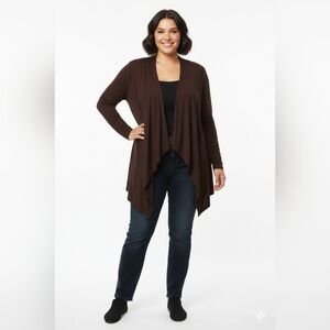 Torrid Brown Burgundy Open Front Waterfall Style Cardigan Size 3 (22/24 Or 3X)